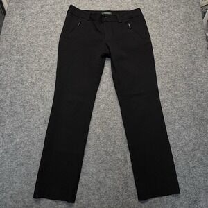 Lauren Ralph Lauren Women 10 Black Stretch Straight Leg Pants Zip Pocket